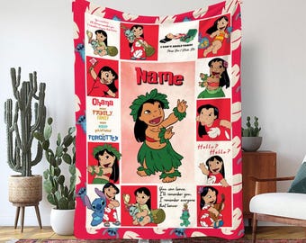 Personalized Disney Lilo Blanket, Disney Lilo Birthday Gift, Lilo and Stitch Blanket, Lilo Baby Girl Blanket Gift, Family Party Blanket
