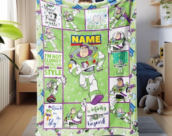 Personalized Toy Story Buzz Lightyear Blanket, Buzz Lightyear Birthday Gift, Toy Story Buzz Blanket, Disney Pixar Animated Blanket