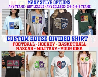 Custom House Divided Sport Team Shirt, College Football Shirt, College Logo Match Tee, Classic Team Logo T-shirt, Primary Team Logo Shirt