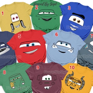 Maglietta coordinata per la famiglia con il volto di Disney Cars, maglietta del gruppo Cars, vacanze Disney, maglietta Disney Cars, maglietta per amanti delle auto, maglietta Cars Pixar