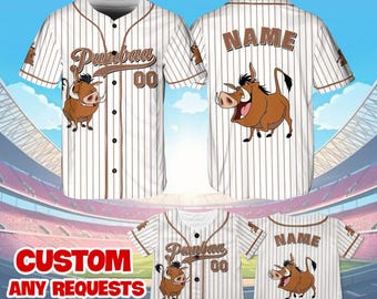 Lion King Pumbaa Jersey Shirt, Disney Lion King Baseball Jersey, Pumbaa Cosplay, Disney Birthday Jersey, Magic Kingdom Shirt, MTA417