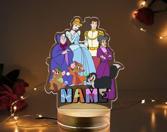 Lámpara de noche de la película Cenicienta, lámpara de la princesa Cenicienta de Disney, lámpara de Cenicienta, lámpara de zapatilla de cristal, decoración para dormitorio infantil, regalo para niña 2026