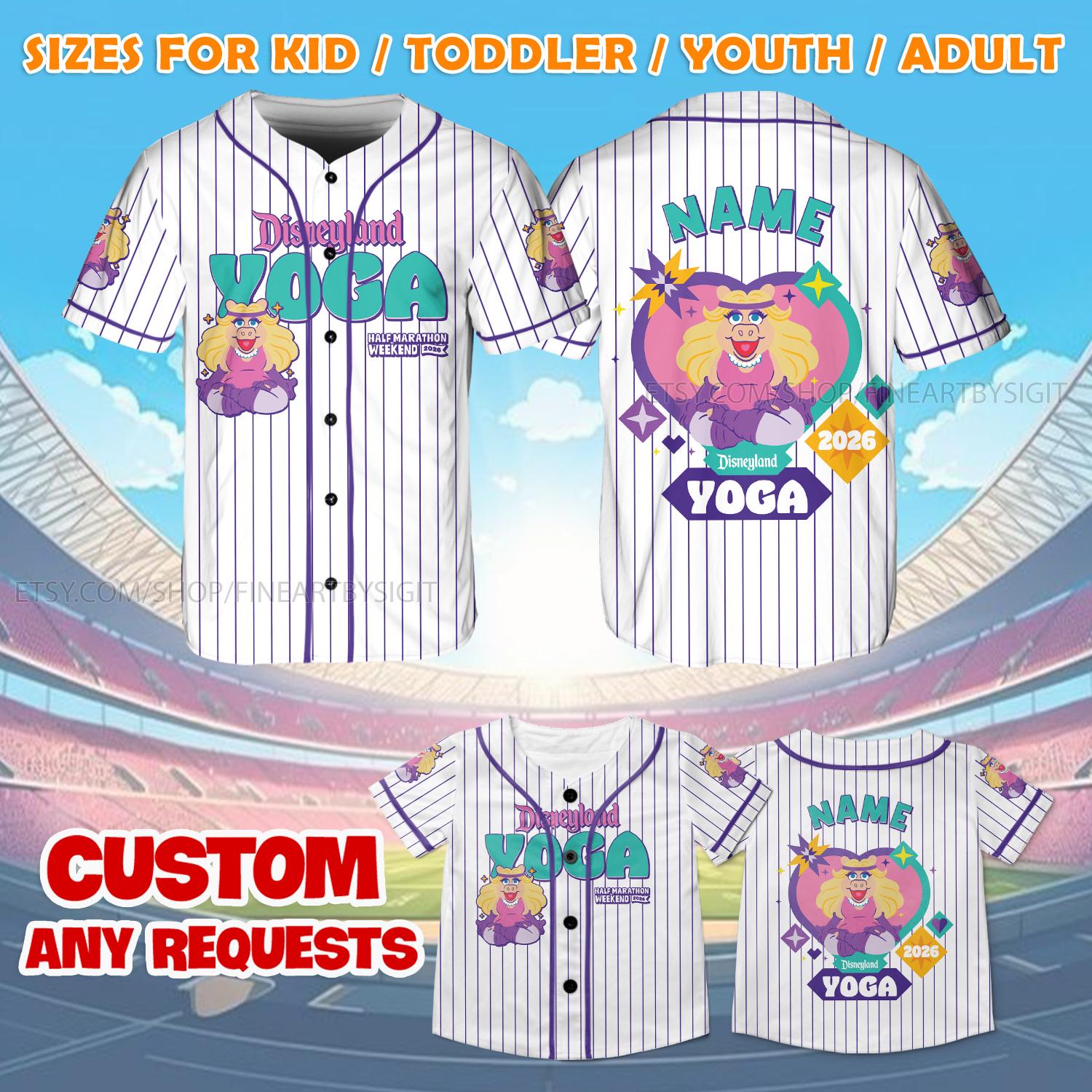 Discover Disneyland Miss Piggy Yoga Jersey Shirt, The Muppet Movie Jersey, RunDisney Piggy Marathon Shirt, Disneyland Running Family Matching Shirt