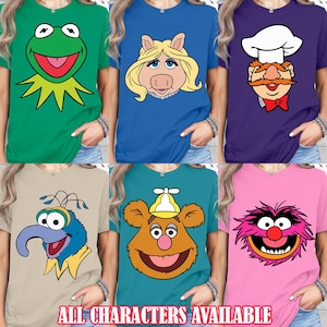 The Muppets Show Matching Shirt, Swedish Chef Face Tee, Gonzo The Great Head Shirt, Miss Piggy Portrait Tee, Disney Kermit Frog Funny Shirt