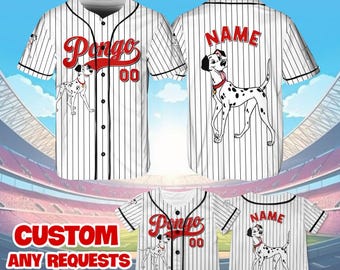 Camiseta de Pongo de 101 Dálmatas, camiseta de béisbol de Disney 101 Dálmatas, cosplay de Pongo, camisetas familiares de Disney, camiseta de Disney World, MTA493