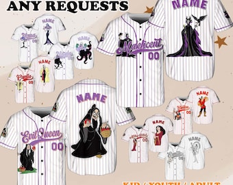 Disney Villain Matching Jersey, Disney Evil Queen Maleficent Yzma Jersey, Disney Villain Team Costume Jersey, WDW Trip Jersey