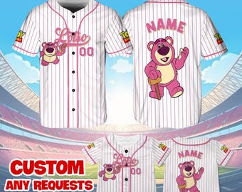 Pixar Toy Story Lotso Jersey Shirt, Disney Toy Story Baseball Jersey, Lotso Bear Cosplay, Disney Birthday Jersey, Magic Kingdom Shirt, QJ01