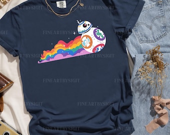 BB8 Rainbow Smoke Galactic Shirt, Star Wars Pride Month Sweatshirt, Star Wars Pride Comfort Colors Shirt, Galaxy's Edge Trip Shirt, QSA148