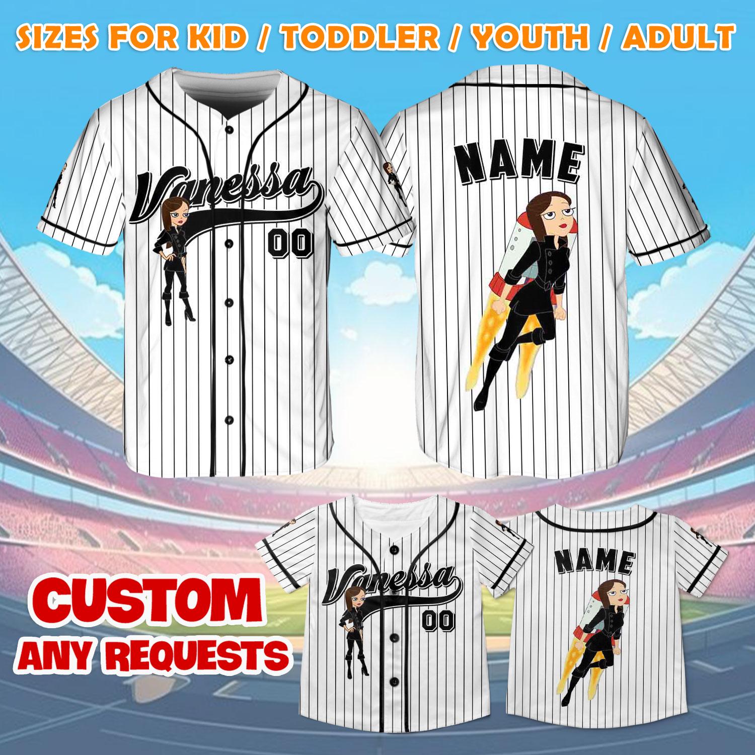 Vanessa Doofenshmirtz Jersey Shirt, Phineas and Ferb Baseball