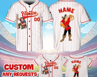 Beauty and the Beast Gaston Jersey Shirt, Disney Beauty and the Beast Baseball Jersey, Gaston Villain Cosplay, Magic Kingdom Shirt, QJ02