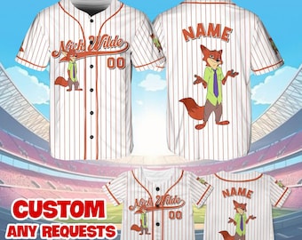Zootopia Nick Wilde Jersey Shirt, Disney Zootopia Baseball Jersey, Disney Nick Wilde Cosplay, Disney Family Shirts, Disney World Shirt, QJ17