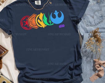 Star Wars Rainbow Logo Line Up Shirt, Star Wars Rainbow Sweatshirt, Star Wars Pride Hoodie, Magic Kingdom Shirt, Disney Family Shirt, QSA176