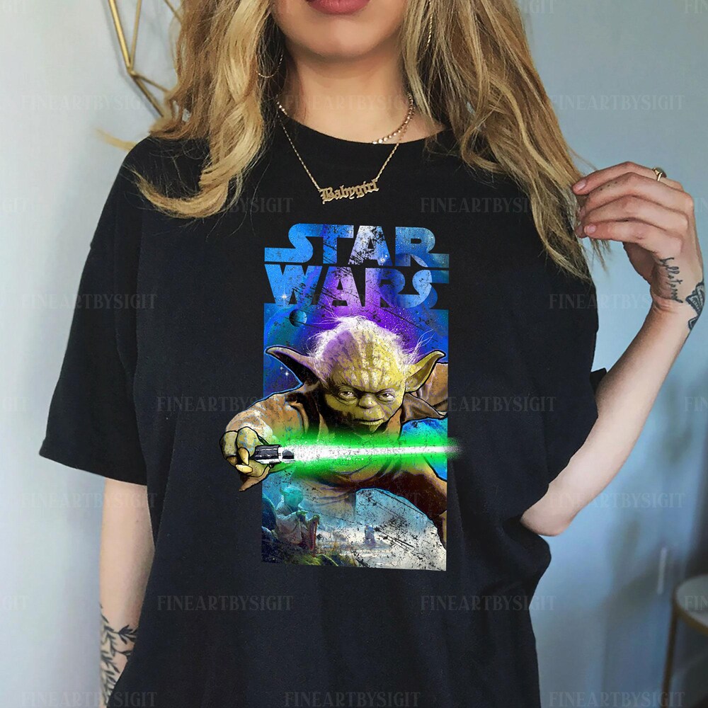 Star Wars Classic Master Yoda Wielding Lightsaber Shirt, Star Wars Retro Sweatshirt, Star Wars Family Gift, Disneyworld Hoodie, Hb0418 Peckshirt Style