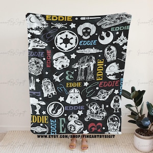 Personalized Star Wars Characters Blanket, Star Wars Blanket Gift, Family Christmas Blanket Gift, Disney Kids Birthday Blanket, THA100