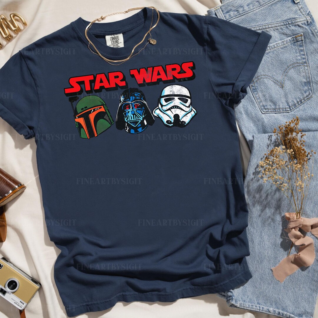 Star Wars Classic Dark Side Helmet Line up Shirt, Star Wars Comfort ...