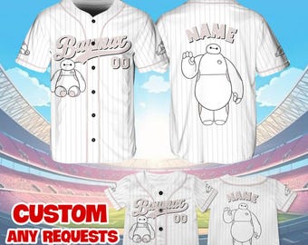Big Hero Baymax Jersey Shirt, Disney Big Hero 6 Baseball Jersey, Baymax Cosplay, Disney Trip Shirt, Disney World Shirt, QJ12