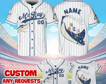 Camiseta de Mr. Ray de Buscando a Nemo de Pixar, camiseta de béisbol de Buscando a Nemo de Disney, cosplay de Mr. Ray, camisetas familiares de Disney, camiseta de Magic Kingdom, QJ06