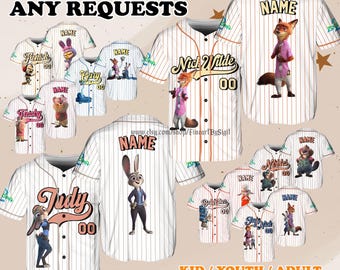 Custom Zootopia Team Matching Jersey, Disney Dr. Fuzzby Bellwether Baseball Jersey, Disney Gary De'Snake Shirt, Disney Family Jersey Gift