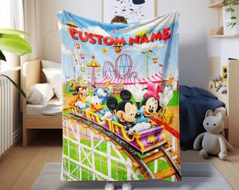 Personalized Mickey and Co Blanket, Mickey and Friends Fleece Blanket, Custom Donald Duck Daisy Throw Blanket, Baby Shower Blanket Gift