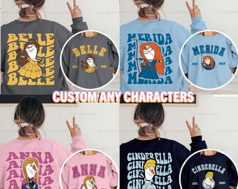 Camiseta personalizada de Olaf con personajes de princesas Disney, camiseta de Bella, Mérida y Cenicienta de Disney, camiseta de Olaf cosplay de princesa Mulan, camiseta del equipo Frozen