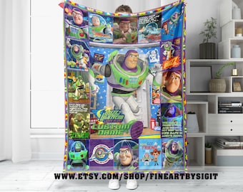 Personalized Buzz Lightyear Blanket, Toy Story Fleece Blanket, Toy Story Blanket Gift, Disney Buzz Birthday Blanket, Family Xmas Party Gift