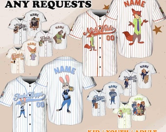 Disney Zootopia Family Jersey, Zootopia Judy Hoops Nick Wide Jersey, Zootopia Costume, Disney Safari Shirt, Zootopia Birthday Jersey, QJ17