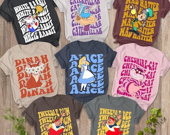 Bijpassend shirt Alice In Wonderland, shirt Disney Alice White Rabbit Caterpillar, T-shirt Alice In Wonderland familie, shirt Disney Trip, shirt Disney Trip