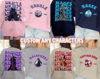 Sweatshirt Disney Villains-team, shirt Disney Ursula Hades Maleficent Yzma-kostuum, shirt Disney Villains-fan, shirt Disney World, shirt Disney World
