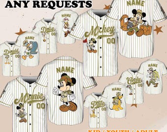 Mickey and Friends Safari Jersey, Mickey Donald Jersey, Mickey Safari Trip Shirt, Animal Kingdom Jersey, Minnie Daisy Pluto Jersey, QJ61