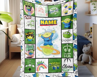 Personalized Toy Story Aliens Blanket, The Claw Aliens Pizza Planet Blanket, Ooooh Toy Story Blanket, Toy Story Aliens Custom Gift