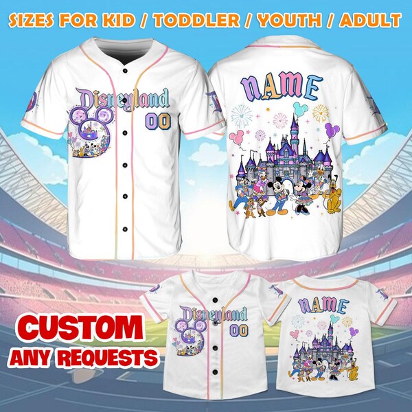 Disneyland 70th Anniversary Jersey Shirt, Mickey and Friends Baseball Jersey, Disneyland Jersey, Disney Trip, Disneyland Party Outfit, QJ94