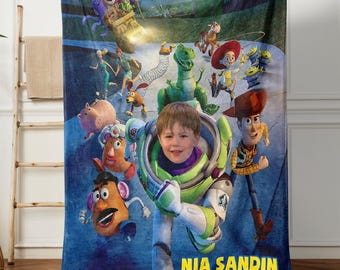Custom Pixar Buzz Lightyear Blanket, Toy Story Buzz Woody Jessie Rex Blanket, Buzz Lightyear Costume Blanket, Disney Kid Blanket Gift
