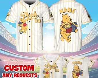 Winnie The Pooh Jersey Shirt, Disney Winnie The Pooh Baseball Jersey, Pooh Bear Cosplay, Disney Trip Shirt, Disney World Shirt, QJ08