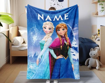 Customized Frozen Elsa Anna Blanket, Disney Elsa Baby Blanket, Frozen Anna Blanket Gift, Custom Olaf Birthday Gift, Family Xmas Blanket