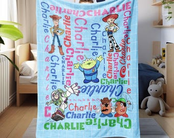 Personalized Toy Story Kid Blanket, Disney Woody Buzz Lightyear Blanket, Jessie Kid Blanket Gift, Toy Story Soft Blanket Gift