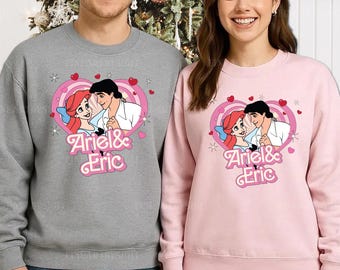 Ariel and Eric Valentine's Day Shirt, Ariel Mermaid Prince Eric Sweatshirt, Ariel Valentine Gift Shirt, Vintage Valentine Couple Shirt