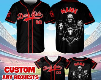 Camiseta Dark Side, camiseta de Darth Vader, Palpatine, Kylo Ren y Darth Maul, camiseta de béisbol de Star Wars, camisetas familiares de Star Wars, QJ60B