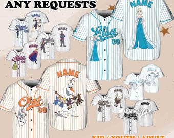 Frozen Elsa Anna Olaf Sven Jersey, Frozen Characters Jersey, Frozen Costume, Disney Trip Shirt, Frozen Party Outfit, Disney Team Jersey,QJ18