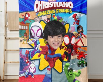 Custom Spidey And His Amazing Friends Blanket,  Disney Spidey Ghost-Spider Spin Blanket, Disney Spidey Blanket Gift, Disney Juniors Blanket