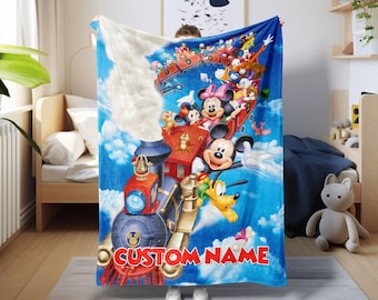 Personalized Mickey and Friends Blanket, Disney Minnie Mouse Baby Blanket, Custom Daisy Goofy Pluto Gift, Birthday Girl Blanket Gift
