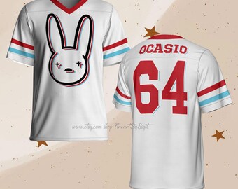 Camiseta de fútbol americano Ocasio 64 Bowl, camiseta de fútbol Bunny 64, camiseta de fútbol americano para aficionados del medio tiempo, camiseta del equipo de Puerto Rico, camiseta de aficionado del gran partido