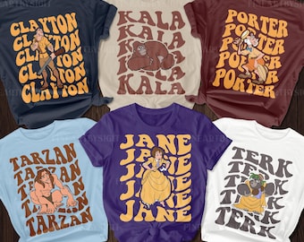 Camisa de disfraz de Tarzán de Disney, camisa de Tarzán Kala Terk Tantor Jane, camisa de todos los personajes de la leyenda de Tarzán de Disney, atuendo de fiesta de Tarzán