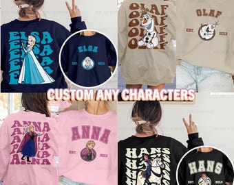 Disney Frozen Characters Sweatshirt, Frozen Elsa Anna Hans Olaf Costume Shirt, Disney Kristoff Sven Shirt, Disney Team Sweatshirt