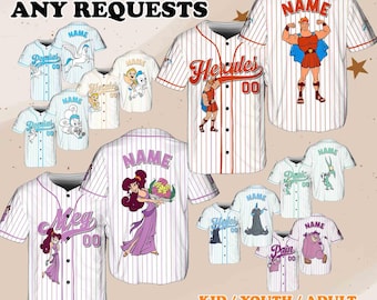Disney Hercules Characters Jersey, Hercules and Meg Jersey, Hades Villain Pain and Panic Jersey, The Muses Jersey, Disney Family Shirt, QJ19