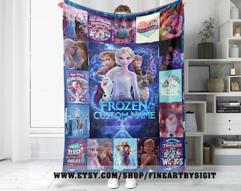 Personalized Frozen Elsa Anna Blanket, Princess Elsa Baby Girl Blanket, Disney Princess Birthday Gift, Frozen Christmas Gift