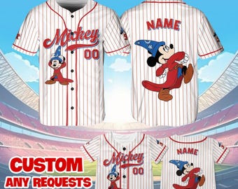 Mickey Fantasia Jersey Shirt, Disney Mickey Sorcerer Baseball Jersey, Mickey Cosplay, Disney Birthday Jersey, Magic Kingdom Shirt, MTA543