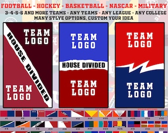 Custom House Divided Flag, Sport Teams Logo Flag, College Football Flag, House Of Champions Flag, Basketball - Baseball - Hockey Gift Flag