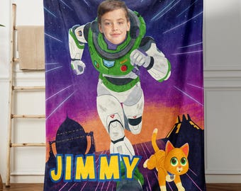 Personalized Pixar Buzz Lightyear Blanket, Custom Name Buzz Blanket, Disney Buzz Birthday Blanket Gift, Pixar Baby Shower Blanket Gift