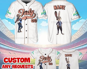 Custom Zootopia Judy Hopps Jersey, Disney Judy Baseball Jersey, Judy Hopps Birthday Gift, Disney Zootopia Group Shirt, Family Party Shirt