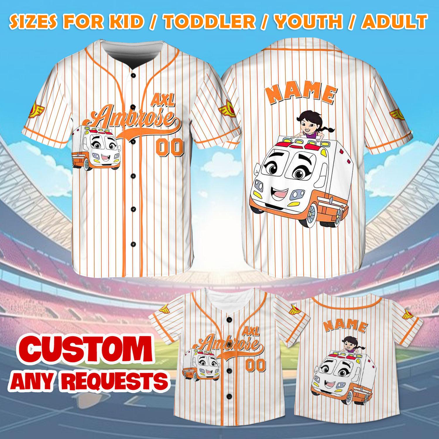 Firebuds Axl Ambrose Jersey Shirt, Disney Jr Firebuds Baseball
